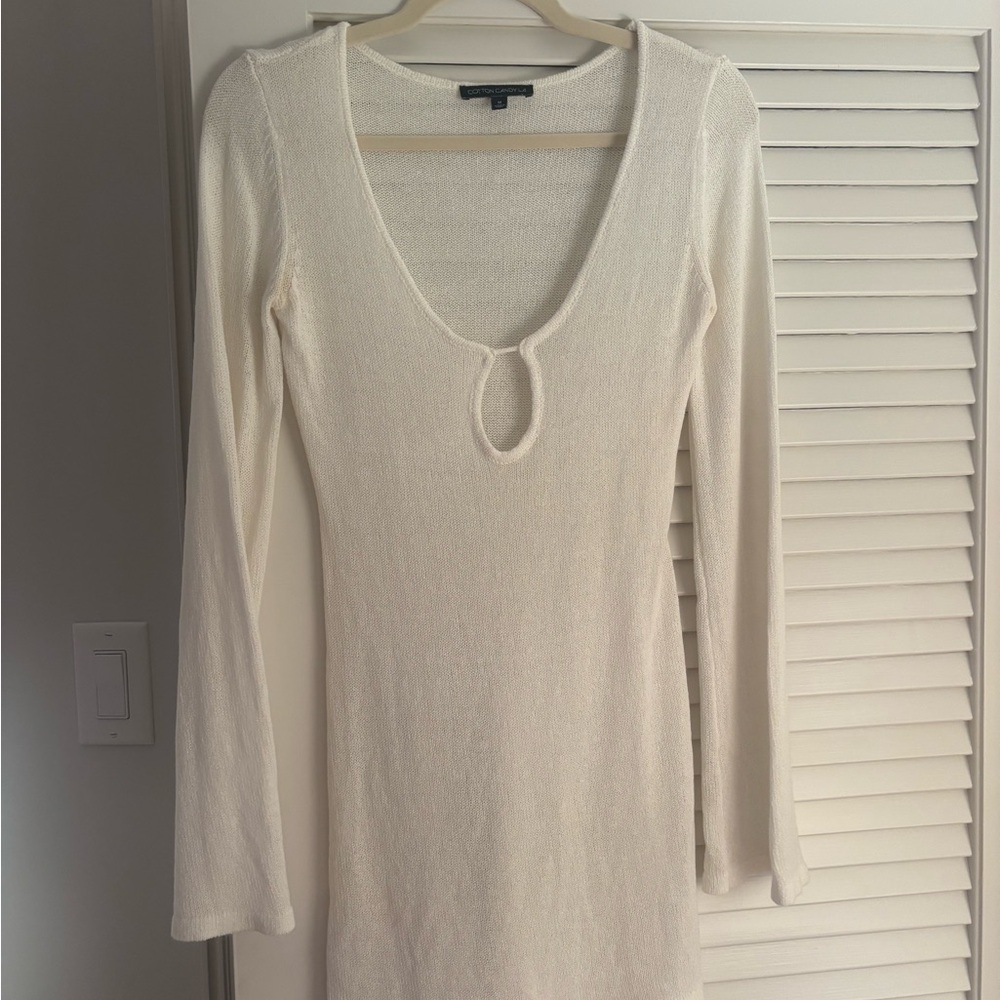 Cotton Candy Cream Knit Scoop Neck cover up